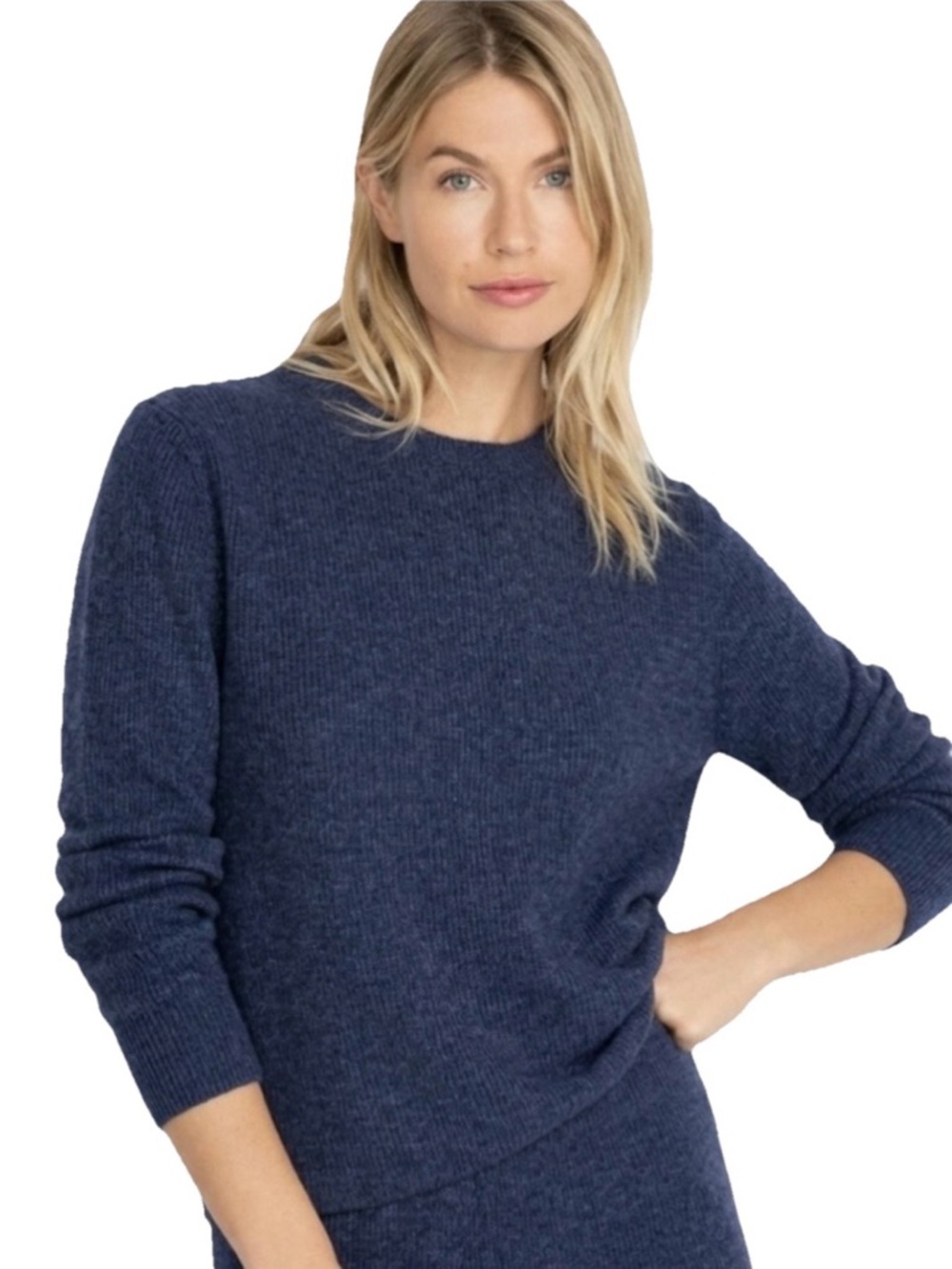 Johnny Was Calme Cashmere Ribbed Women’s Blue Pullover Sweater Size Small